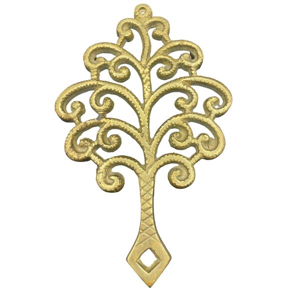 Vintage Virginia Metal crafters Brass Trivet Family Tree 8.75" × 5.5" - Picture 1 of 5